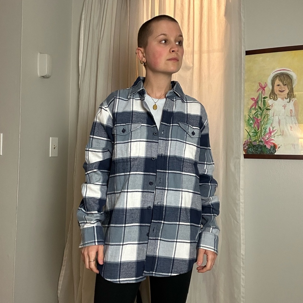 New With Tags Blue and White Plaid Flannel